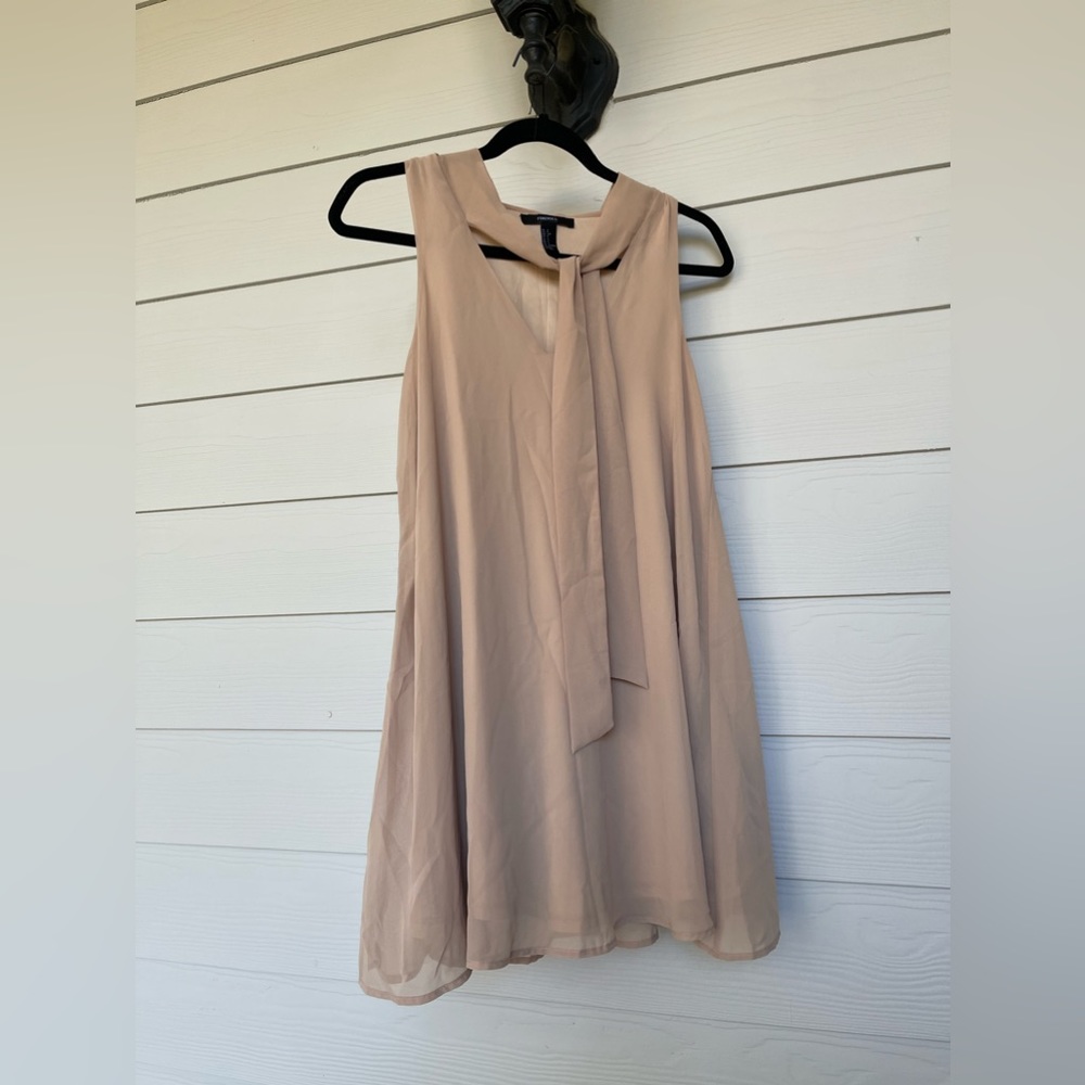 Tan Mini Dress with Front Tie